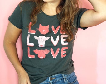 Vegan Love Shirt, Sustainable Vegan Clothing, Vegan tshirt, Organic Cotton, Bamboo
