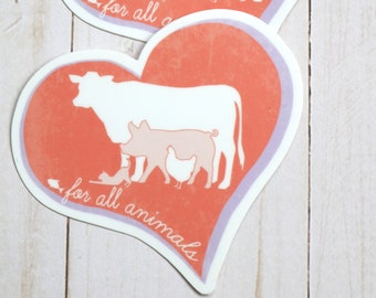 For All Animals Vegan Sticker, Vegan Gift