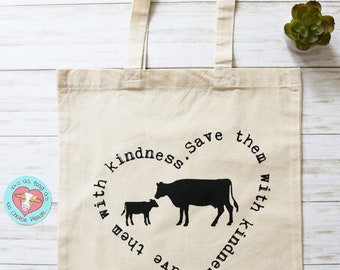 Vegan Gift Set,Vegan Tote Bag,Vegan Sticker,Cow Gift,Animal Lover Gift