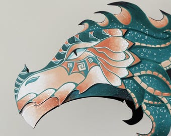 Dragon Hand Puppet - Riptide - Handmade Paper Fantasy Creature Toy - Dragon Party Favor - Halloween Prop - @kali_Scales Original Art