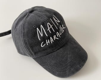 Main Character Embroidered Baseball Cap | Kids Brushed Cotton Hat | Adjustable Trendy Toddler Hat
