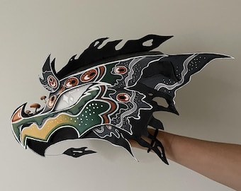 Dragon Hand Puppet - Handmade Paper Dragon - @kali_Scales Original Art - Ready To Ship