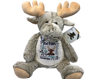 Jumbo Personalized Moose soft toy, Moose Teddy, Moose soft toy, Grey Moose toy, Children's Moose toy,  Moose themed gift, Moose