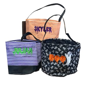 Custom Embroidered Halloween Bag, Personalized embroidered Halloween treat bag, Custom Trick or treat bag for kids