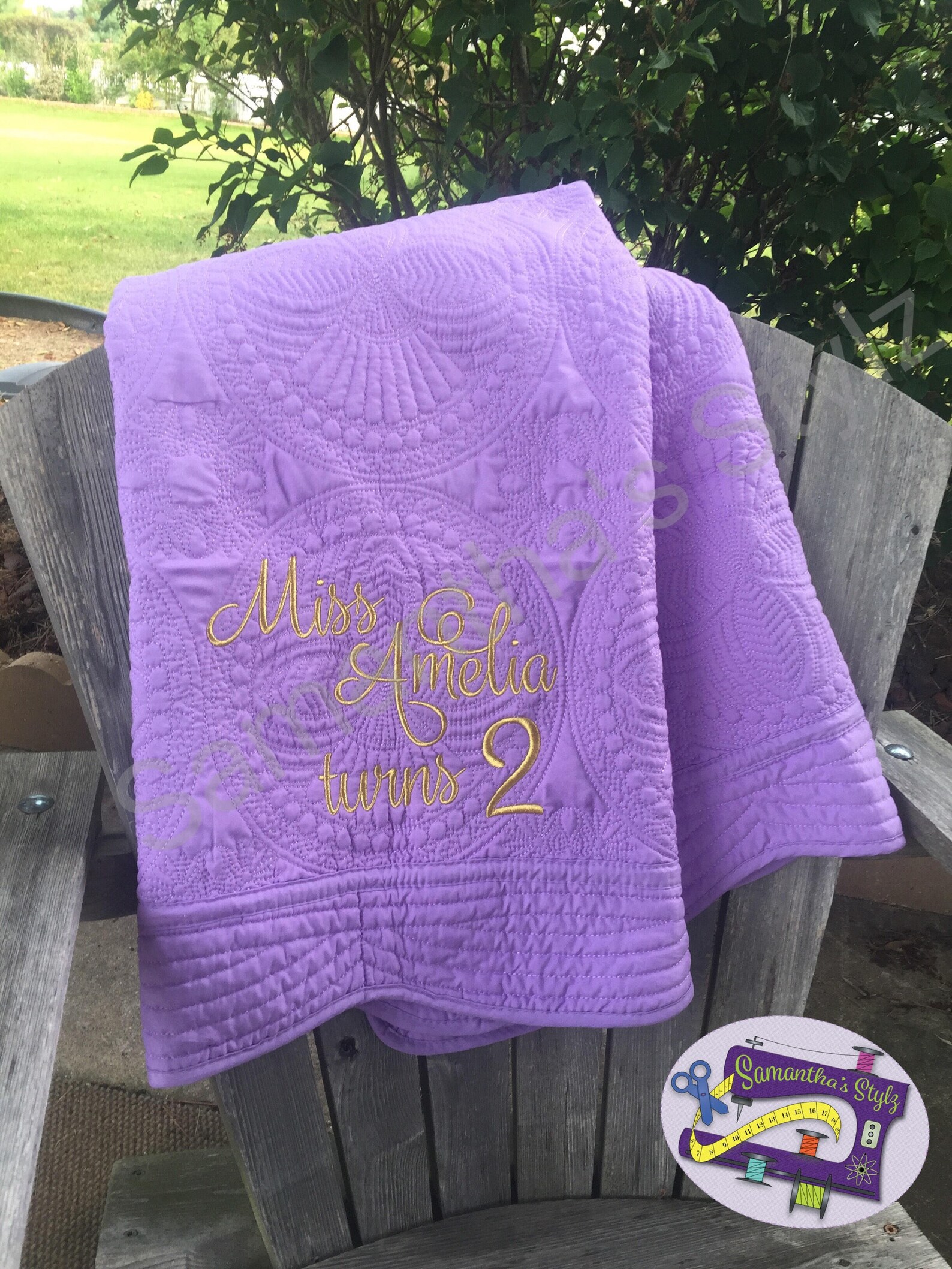 Heirloom Baby Quilt Purple Embroidered Quilt Baby Blanket Etsy UK