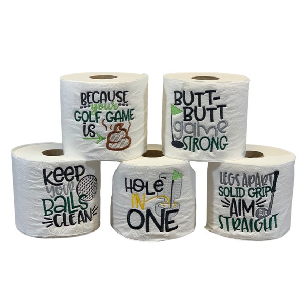 Golf gift, embroidered golf toilet paper, Fun houmour gift, Toilet paper gift, Golfing gift, Sports toilet paper gift, toilet paper joke