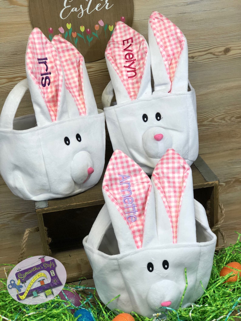 Custom Embroidered Easter Bunny Basket Etsy UK