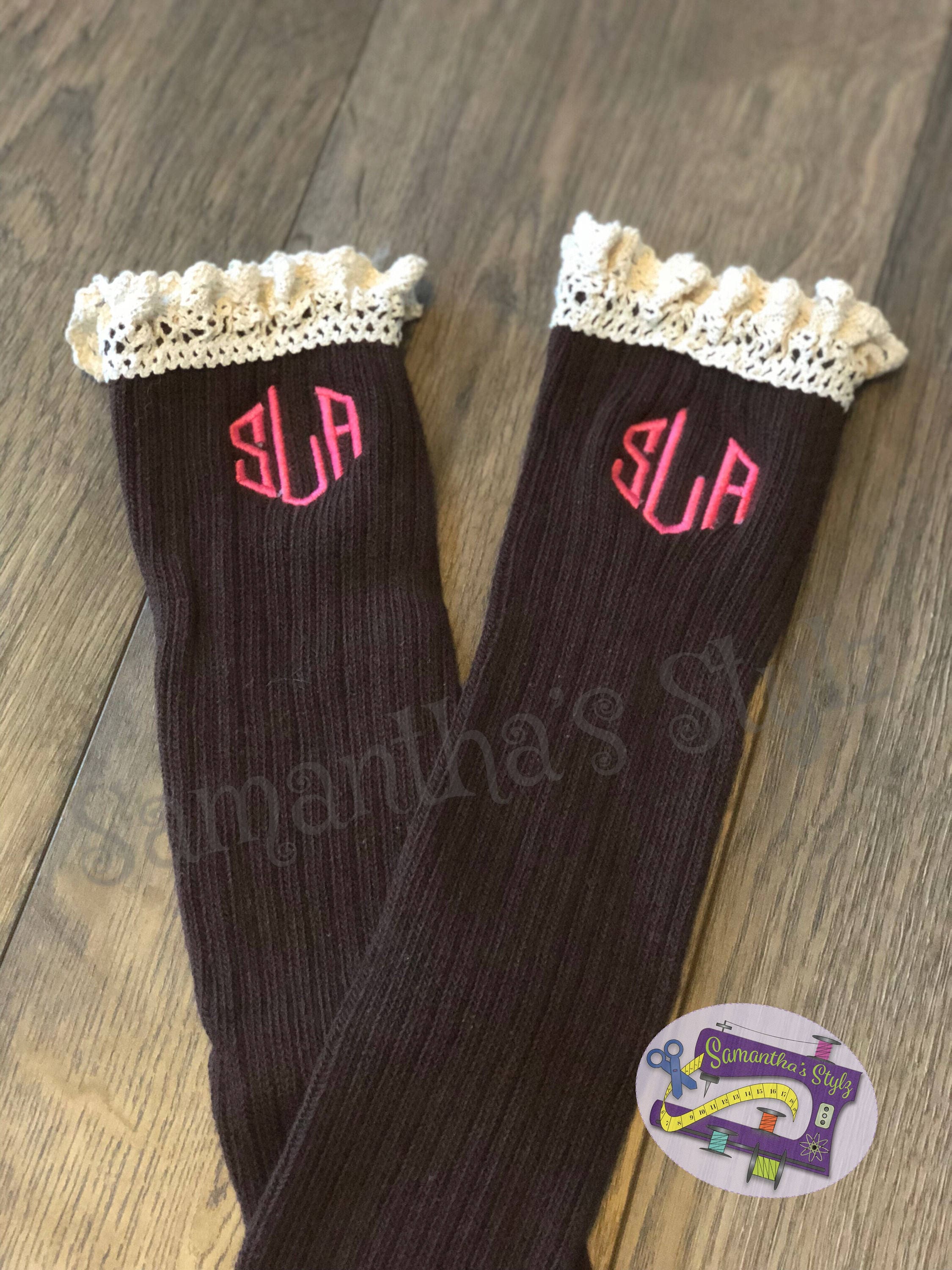 Knee High Socks Long Socks Black Stockings Names Socks Etsy