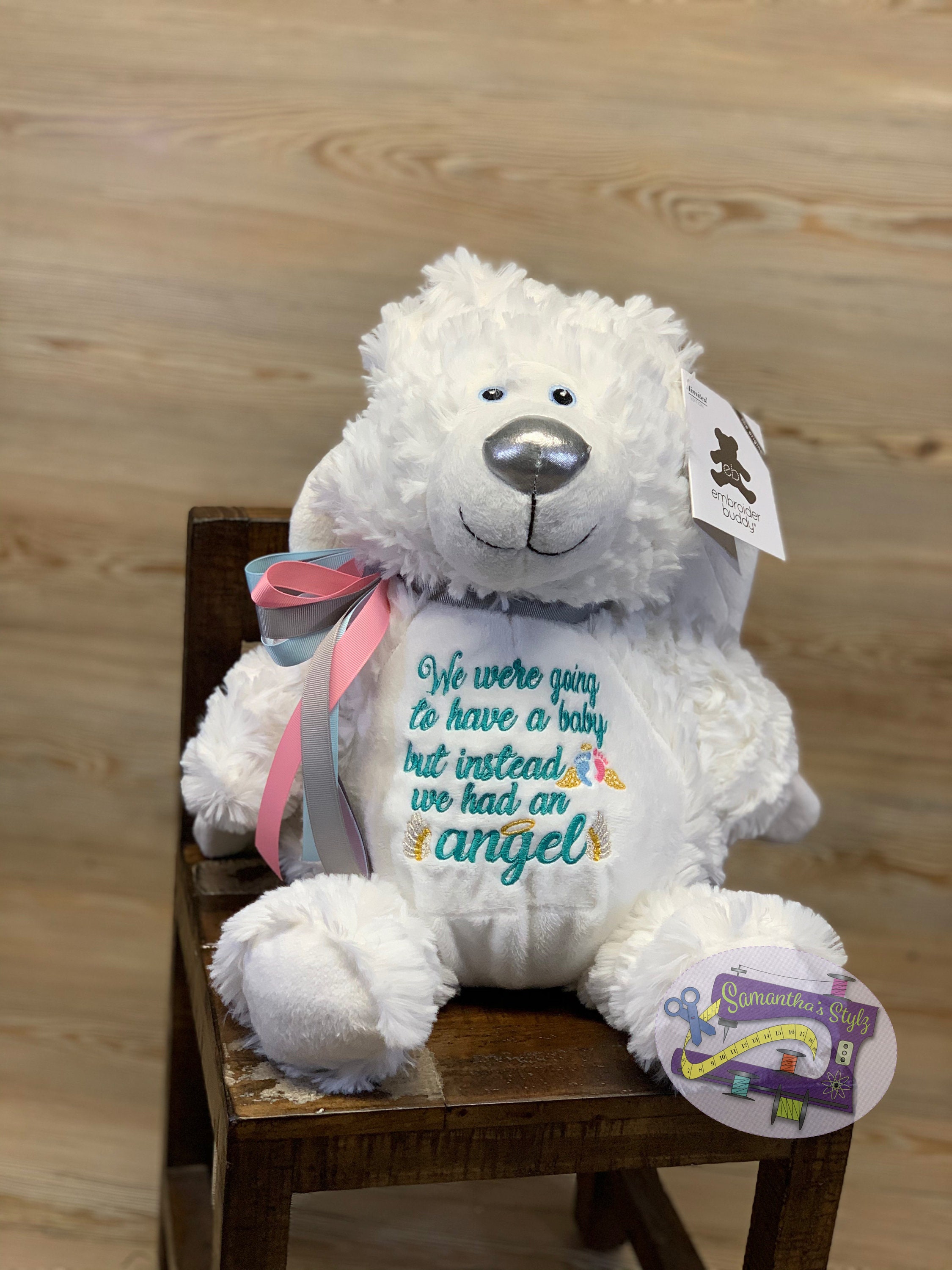 Personalized stuffed Angel Teddy Bear Angel Baby gift Birth Etsy