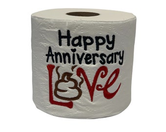 First Anniversary Gift,  Embroidered Toilet Paper, Paper Anniversary Gift, Unique Wedding Anniversary gift, Husband gift, toilet paper gift