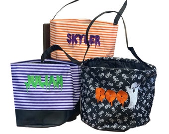Personalized embroidered Halloween treat bag, Custom Trick or treat bag for kids