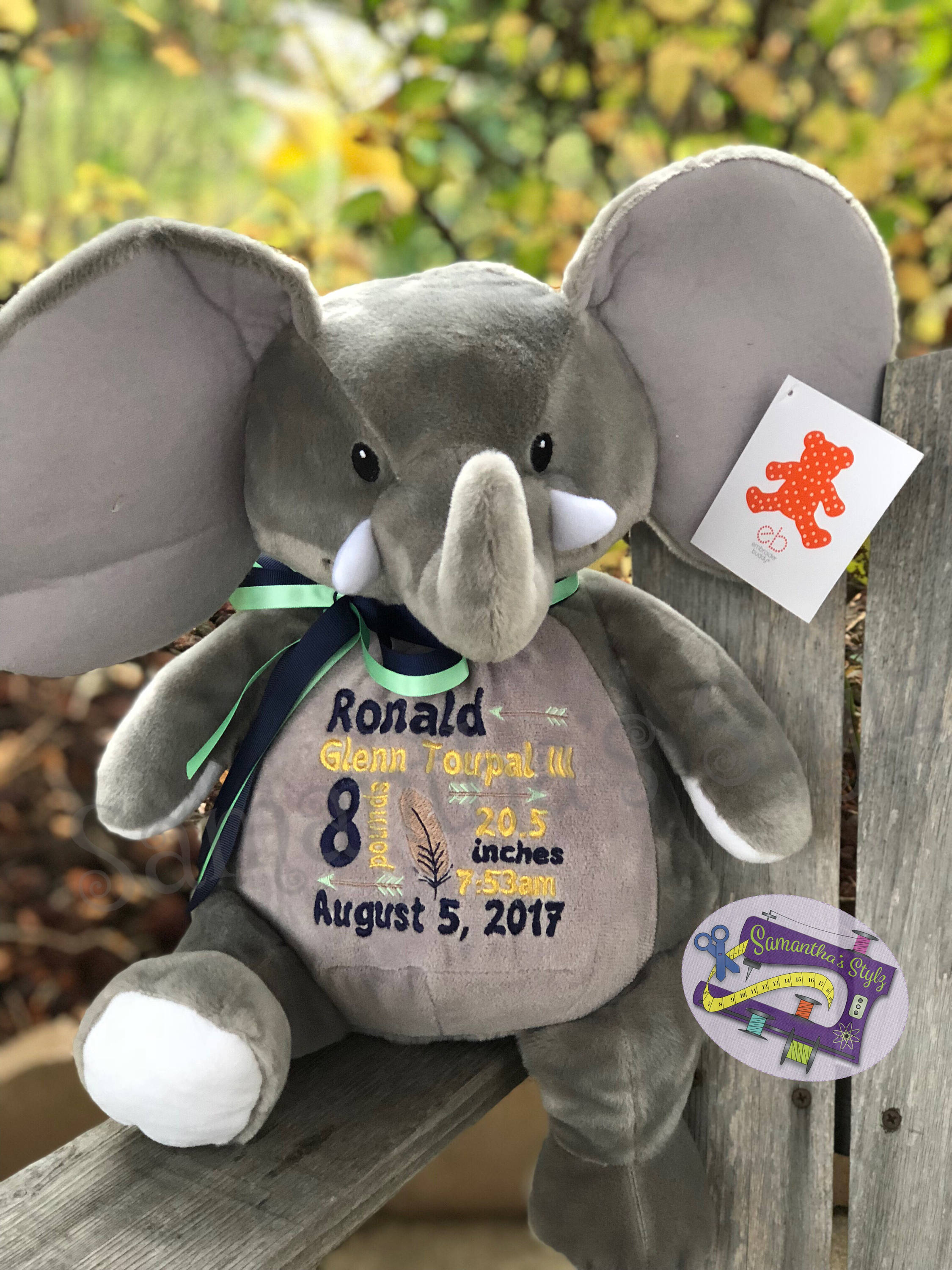 Personalized stuffed Elephant Personalized Adoption Gift Etsy