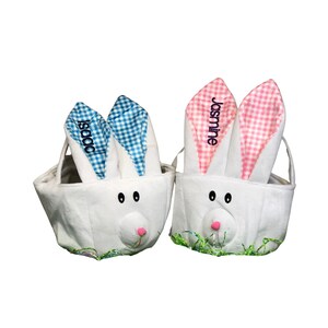 Custom Embroidered Easter Bunny Basket, Personalized Easter Egg Bag
