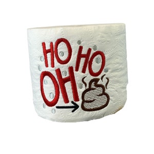 Ho Ho Oh Crap Toilet Paper Gag Gift, Carta igienica ricamata per le vacanze, regalo di carta igienica ricamata di Natale,