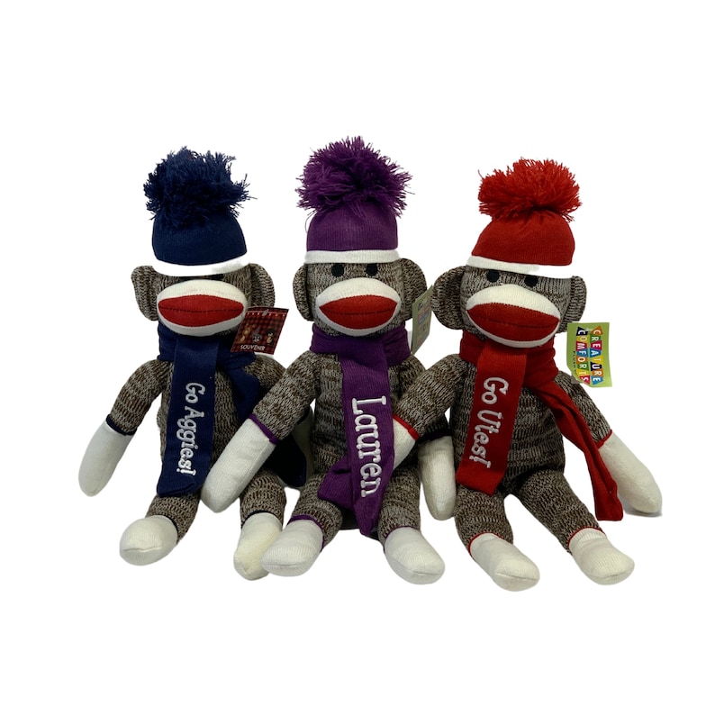 Sock Monkey, Personalized Little Monkey, Vintage Sock Monkey Gift, Rockford IL Sock Monkey, Vintage Toy, Sensory Toy, Monkey image 2