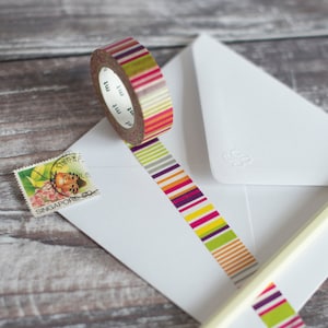 MT Multi Border Vivid Washi Tape, Journal Stickers, Gestreepte Patroon Planner Tape, Craft Stickers, Veelkleurige Stripe Japanse Washi Tape