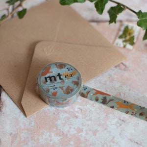 MT-borduurwerk washitape vos en eekhoorn, dagboekstickers, plannertape, washitape dieren, ambachtelijke tape, Japanse washitape