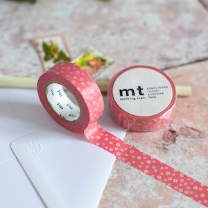 MT Nejiriume-Haru Wamon, Pink Washi mit kleinen weißen Blumen, Japanisches Washi Masking Tape Journal Sticker, Blumen Pink Planer Tape