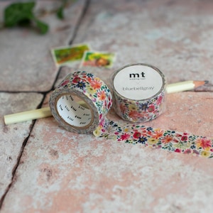 MT x Bluebellgray Zinnia Washi Tape, cadeau voor tuinman, plannertape aquarel bloem, Japanse washitape bloemen