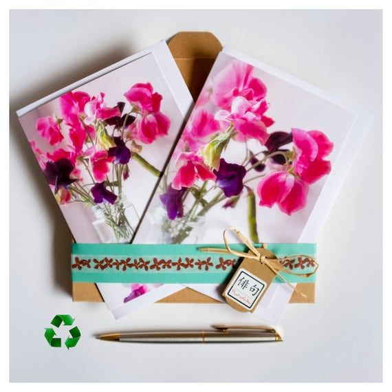 Blank Note Cards With Sweet Peas in Sweet Pea It's In the Bag Gift Set