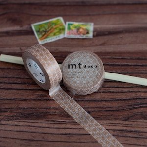 Gold MT Japanisches Washi Masking Tape Asanoha Sinchu, Journal Sticker, Authentisches Japanisches Gold gemustertes Washi Tape