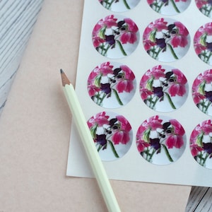 Süße Erbsen-Aufkleber, Biologisch abbaubare runde Blumen-Aufkleber, Journal-Zubehör, Scrapbooking, Planer-Aufkleber