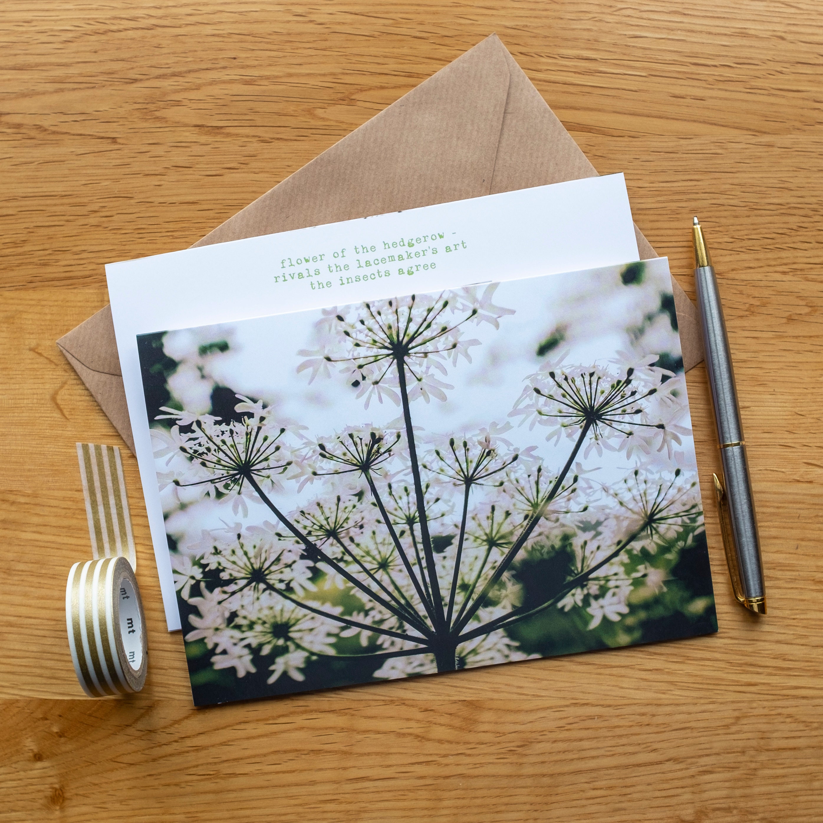 Paper Blank Inside Greeting Card Botanical Card Wildflower Card Inverted Triangle Blank Cards