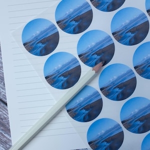 Stickers kustlandschap, ecologisch biologisch afbreekbaar Wales Sea View-stickers bedrukt met veganistische inkt, accessoires voor dagboek en planner, scrapbooking