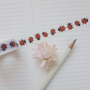Lieveheersbeestje-washi-tape, lieveheersbeestje-washi, lieveheersbeestje ambachtelijke tape, lieveheersbeestje papiertape, lieveheersbeestje inpaktape