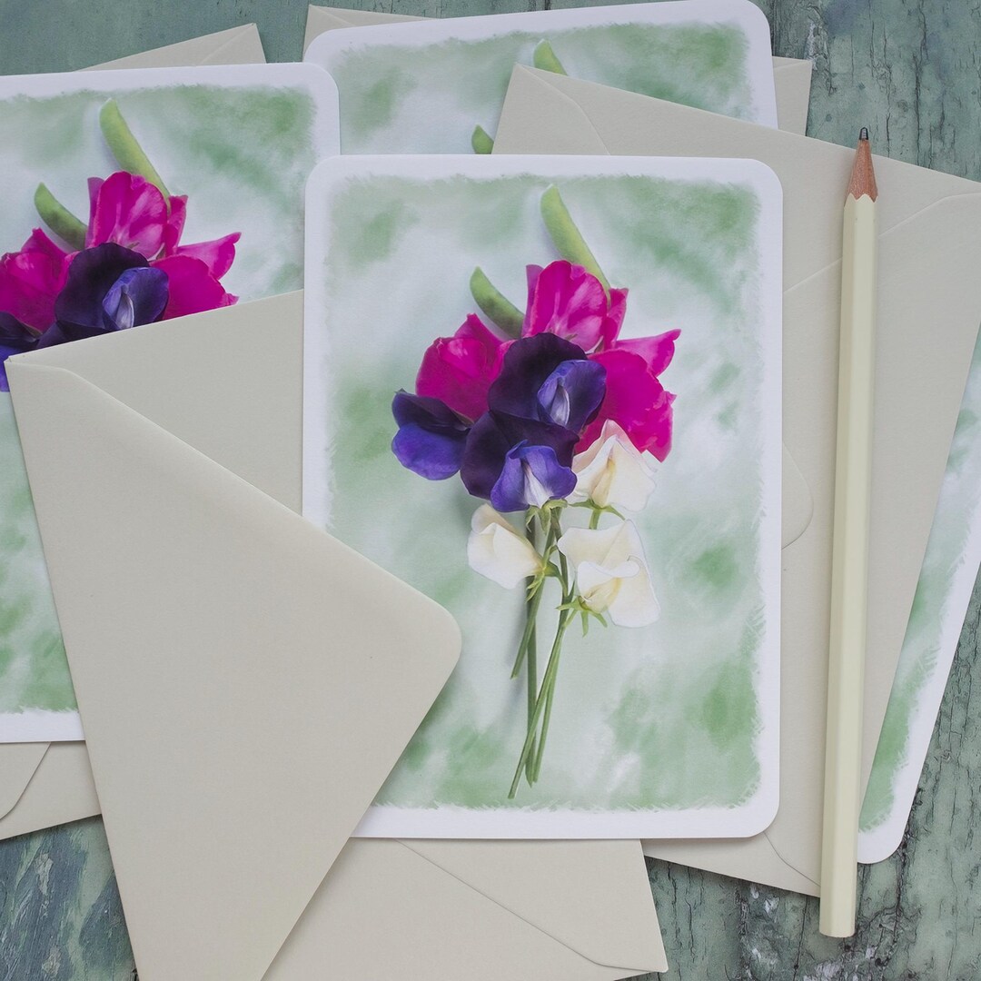 Sweet Pea Luxury Notelets Set With Envelopes, Handmade in the UK - Etsy UK