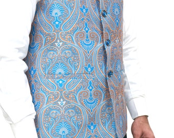Nehru Jacket, Party Wear, Banarasi woven Silk, Modi Jacket, Men's Clothing, Indian Handmade
