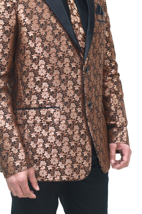 Brocade Art Silk Men's Jacket: Rose Gold Tuxedo Blazer - Etsy