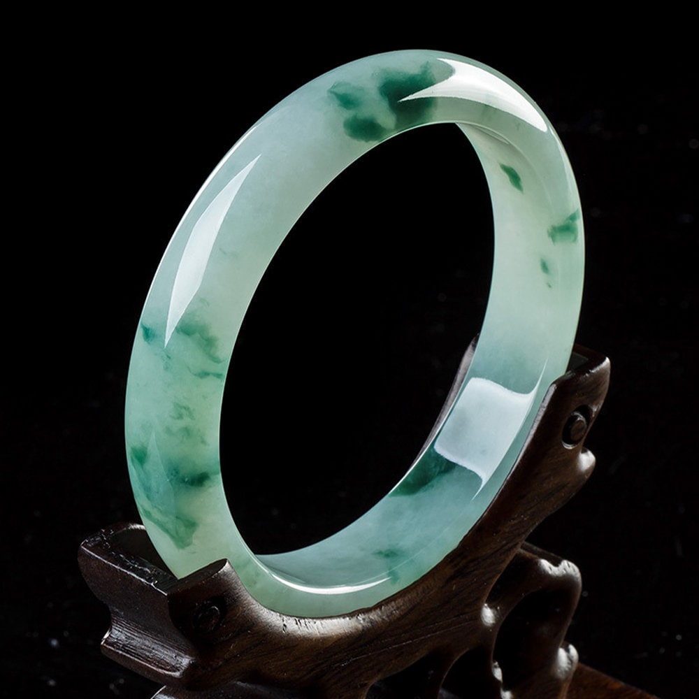 Real Jade Bangle Bracelet,Grade A Green Gemstone Bangle,Ladies´ Bracelet,Natural Stone Bangle, Jade Jewelry,Gift For Mom,Best Gift for herthumbnail