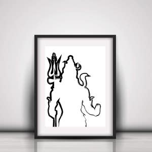 Shiva Wall Print/ Shiva Print/Shiva Wall Art/ Shiva Printable Art/Shiva Wall Design/Shiva Simple Art/ Lord Shiva Silhouette/Shiva Silhouette