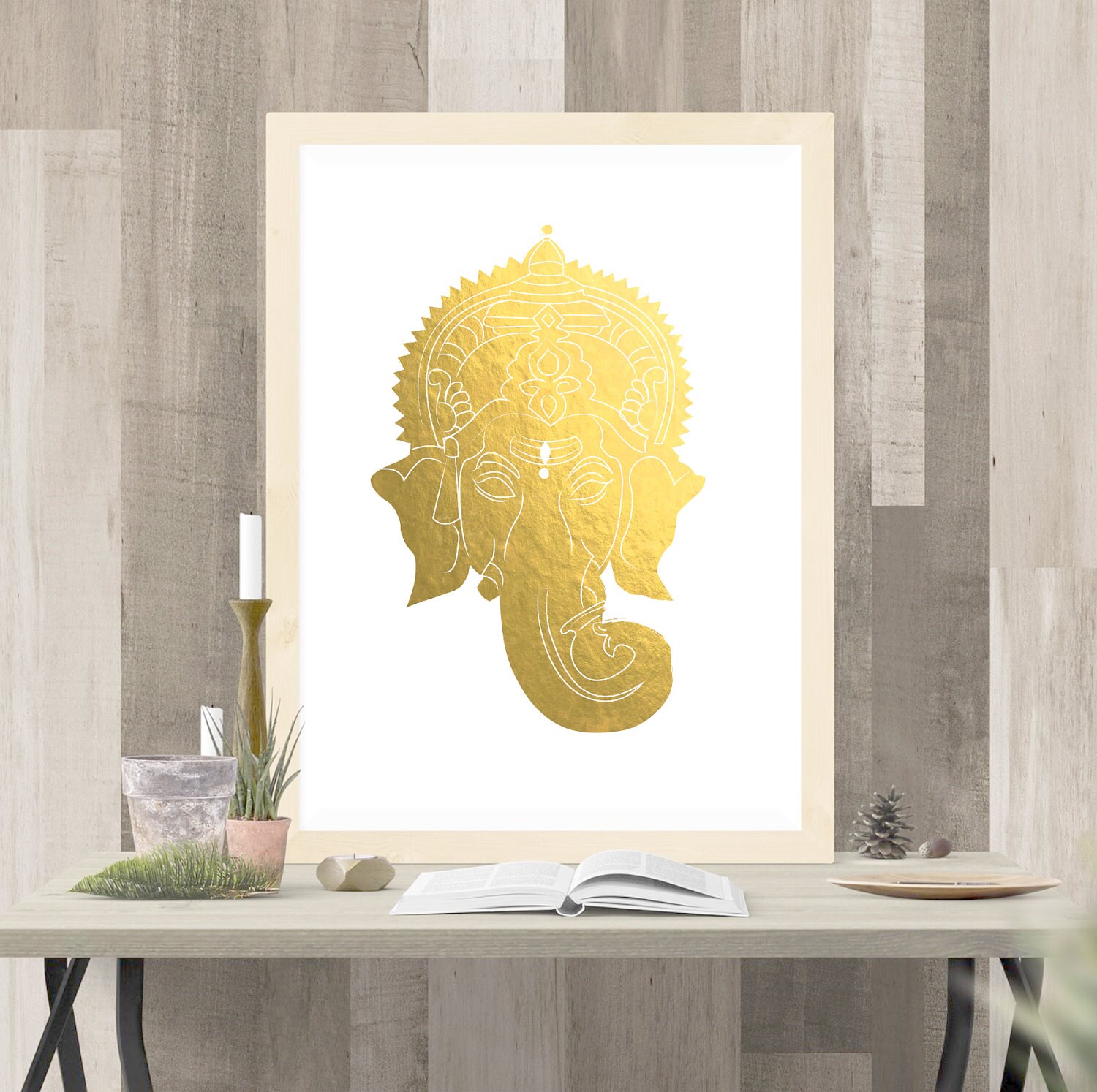Ganesha Wall Art// Ganesh Digital Print// Ganesh Gold Art//printable