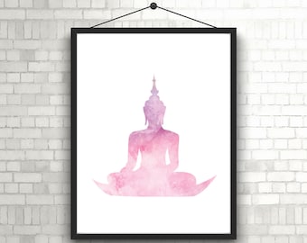 Pink Watercolor Buddha Print: Modern Meditation Art (Digital Download)