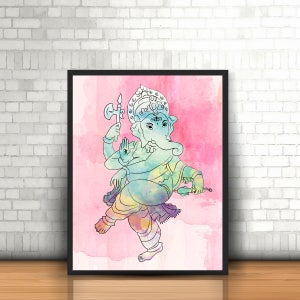 Ganesha Printable Art/Dancing Ganesha Print/Dancing Ganesha Art/Dancing Ganesha Watercolor Art/Dancing Ganesha Digital Print/Dancing Ganesha