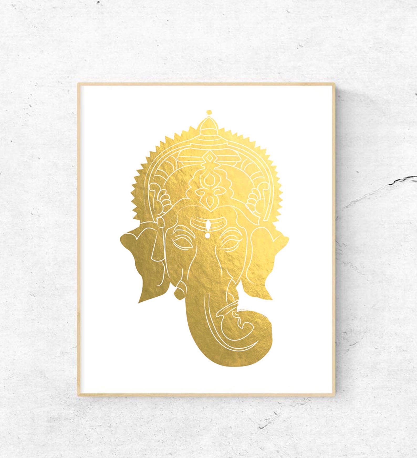 Ganesha Wall Art// Ganesh Digital Print// Ganesh Gold Art//printable