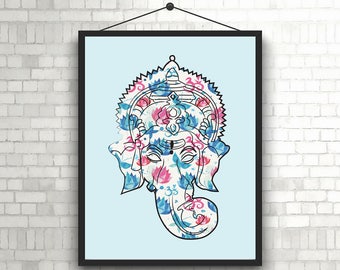 Ganesha Lotus Watercolor Print: Hindu Wall Art (Digital Download)