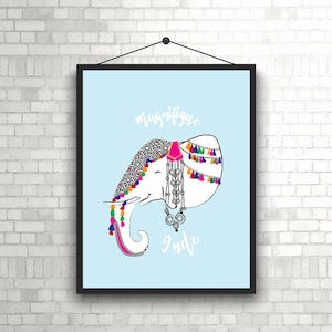 Magnifique Inde- Indian Elephant Decorated with Art and Jewelry // Indian Elephant Art // Elephant Art for Digital Print