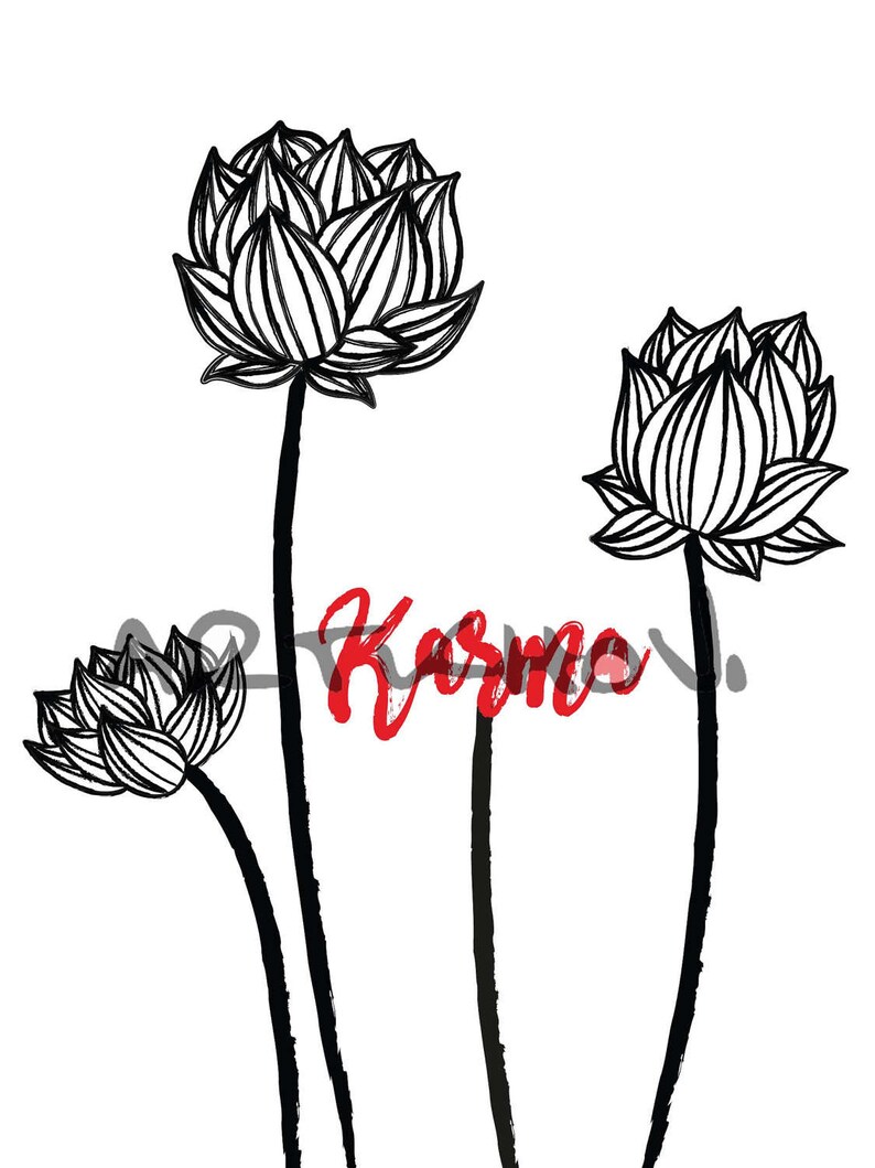Karma With Lotus Digital Wall Art // Karma Digital Art// Etsy