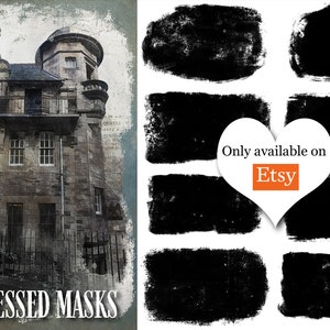Distressed and Grungy Clipping Masks. 8 transparent clipping masks for Photoshop. Instant Digital Download.