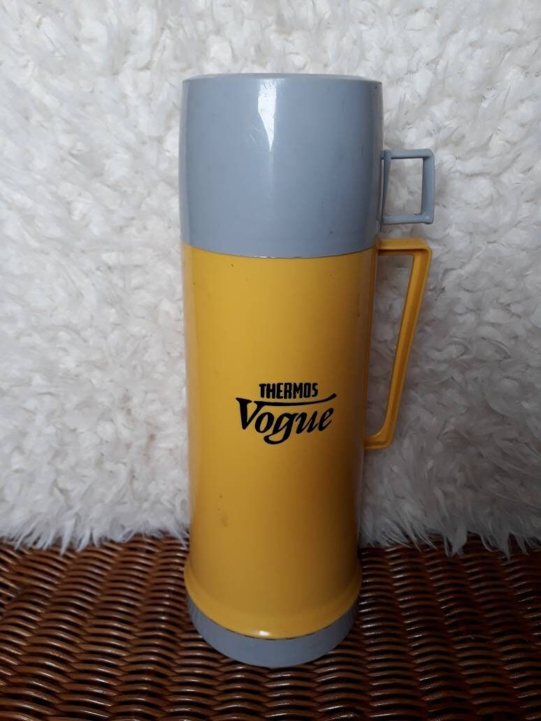 Retro 1970s thermos flask Vogue lemon and grey vintage Etsy