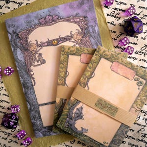 RPG - Blocco note Blocco note 50 fogli A5 A6 Cancelleria - memopad fantasy gioco di ruolo gamer gamer gamer geek medievalista viola