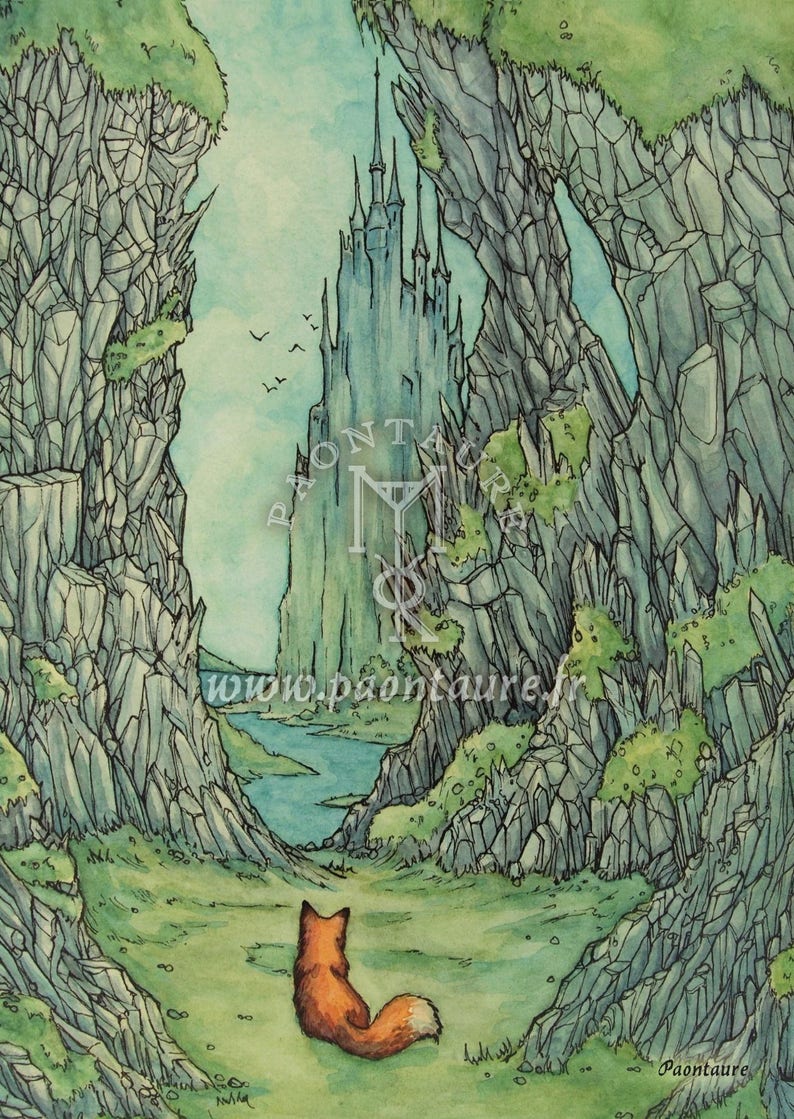RED FOX Lot de 2 cartes postales style fantastique féérique pagan folklore celtique fantasy forêt enchantée nature renard roux image 2
