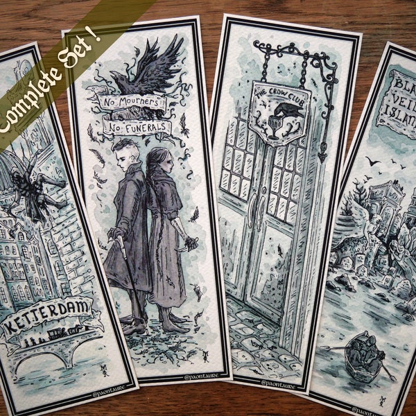 SIX OF CROWS (Complete set of Bookmarks - Fine art print quality) - six of crows no mourners no funerals ketterdam grishaverse book