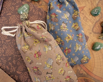 Dicebag - fantasy dices pouch - pencil case- cotton tote bag- vape case- glasses case - style fantasy geek rpg dragon goblin wizard