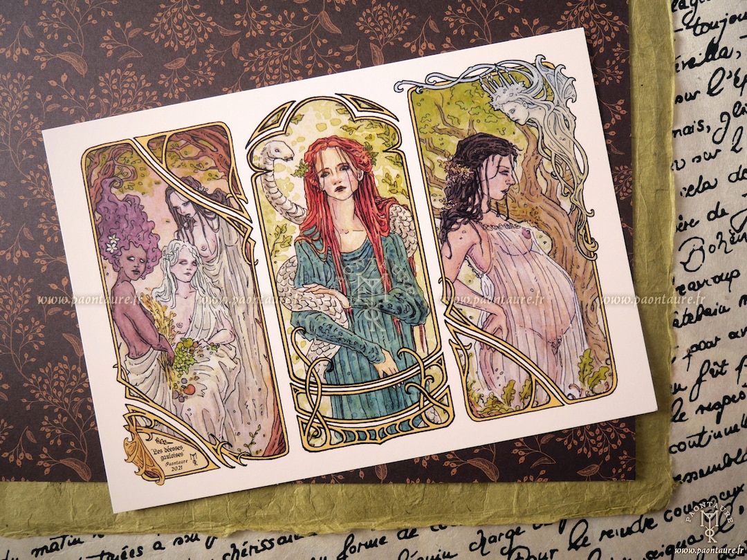 GAULISH GODDESSES - Small Art Print A5 - Style Medieval Helmet Armor ...