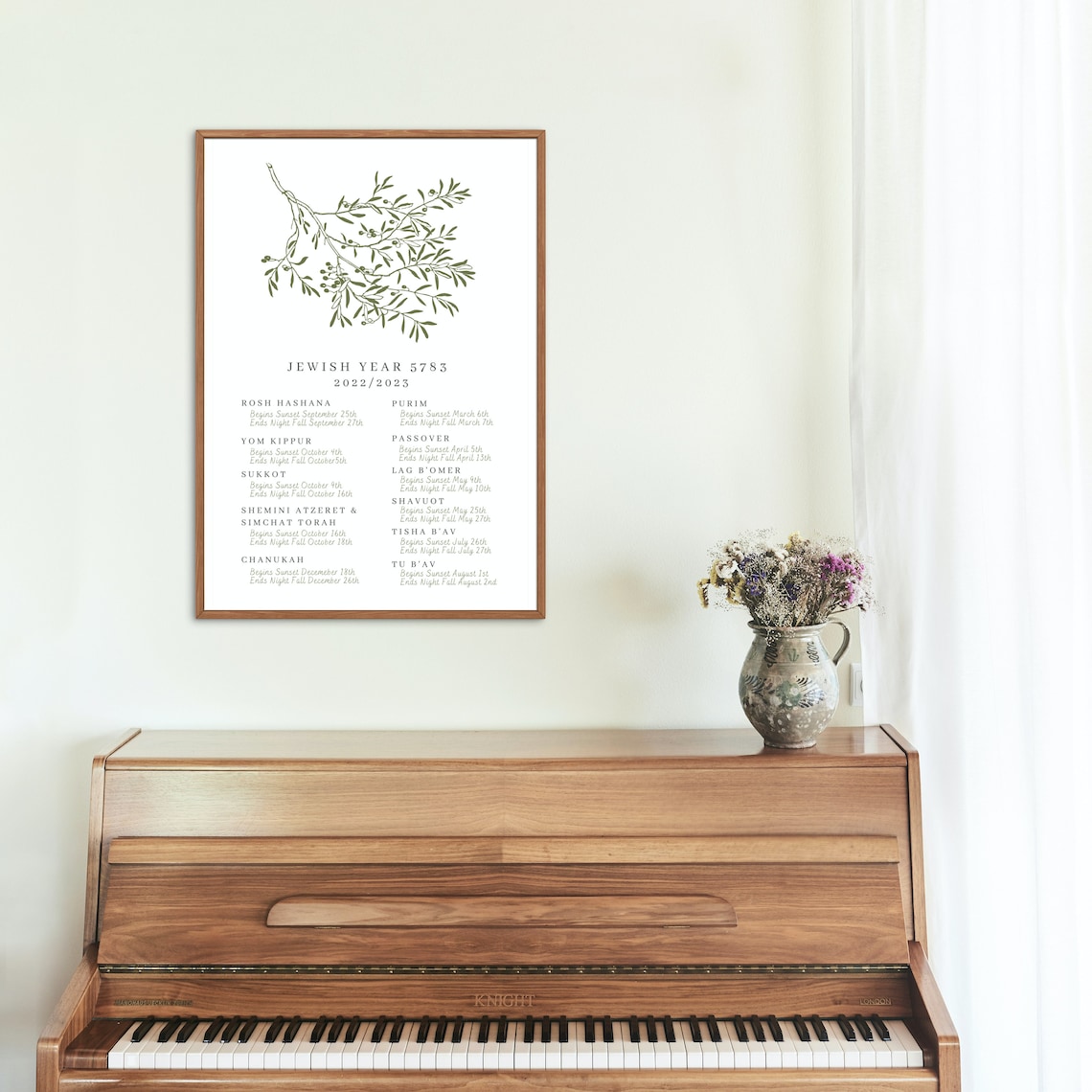 Printable Jewish Calendar Year 5783 Hebrew Calendar Etsy Australia