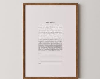 Ketubah solo texto + Nombres personalizados, Ketubah minimalista imprimible, כתובה, Votos matrimoniales judíos modernos, Listo para imprimir